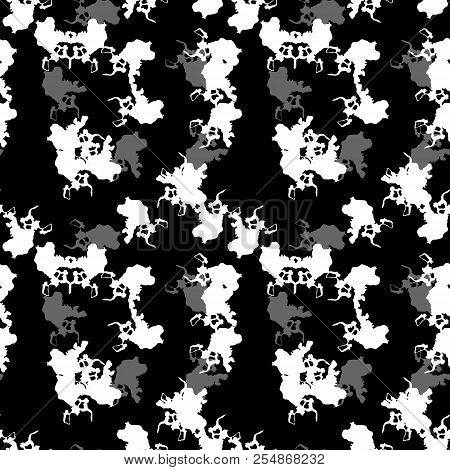 Ufo Military Camouflage Seamless Pattern In Black, Grey And White Colors