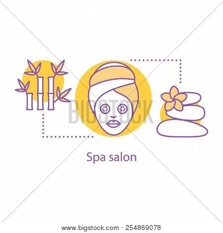 Spa Salon Concept Icon. Wellness. Body Care Services. Stones Massage, Facial Mask. Vector Isolated O
