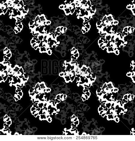 Ufo Military Camouflage Seamless Pattern In Black, Grey And White Colors