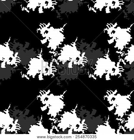 Ufo Military Camouflage Seamless Pattern In Black, Grey And White Colors