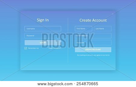 Sign In And Create Account Forms. Modern Ui Design For App Or Web-site Development. Vector Illustrat