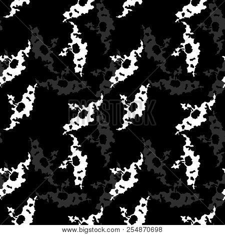 Ufo Military Camouflage Seamless Pattern In Black, Grey And White Colors