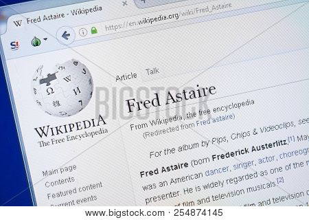 Ryazan, Russia - August 19, 2018: Wikipedia Page About Fred Astaire On The Display Of Pc