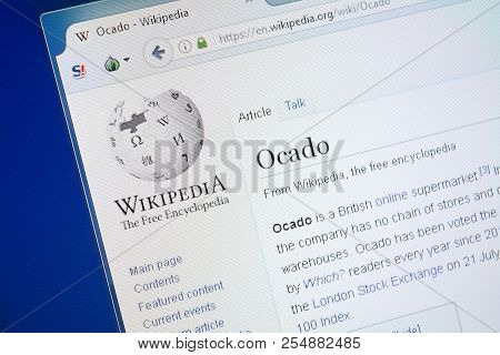 Ryazan, Russia - August 19, 2018: Wikipedia Page About Ocado On The Display Of Pc