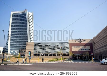 Johannesburg, South Africa, 22 August - 2018: Exterior Of Modern Mall In Africa.
