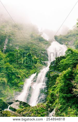 Thac Bac (silver Waterfall) In Rainy Day At Sapa,vietnam