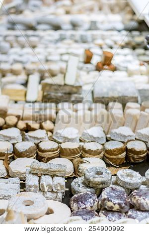 A Great Variety Of Cheeses In A Store In Lyon, France