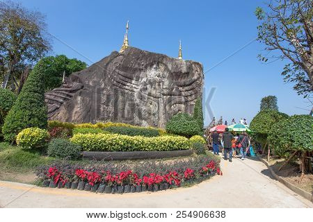 Sakon Nakhon, Thailand February 13, 2017 - Wat (temple) Tham Pha Daen, Sakon Nakhon, Thailand