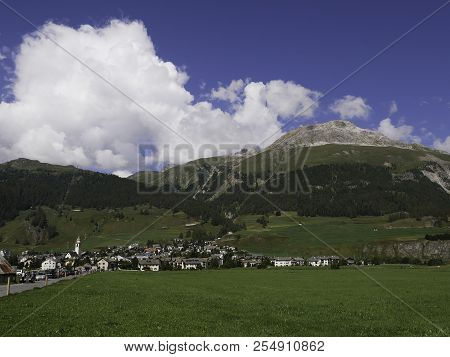View Of The Beautiful Mountain Village Of Celerina