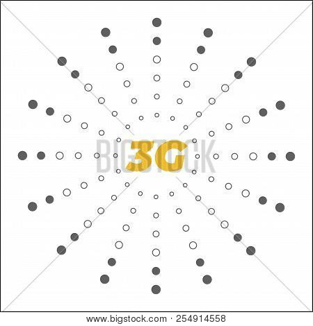 Flat 3g Vector Logo With Abstract Geometric  Background. Space And Stars. Base Stations Firework