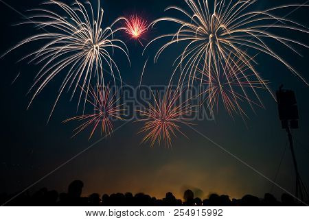 People Watching Fireworks During International Fireworks Festival