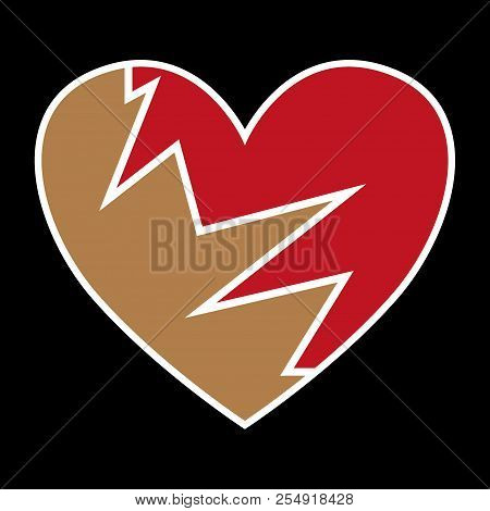 Broken Black Heart Icon Vector, Heartbreak Illustration
