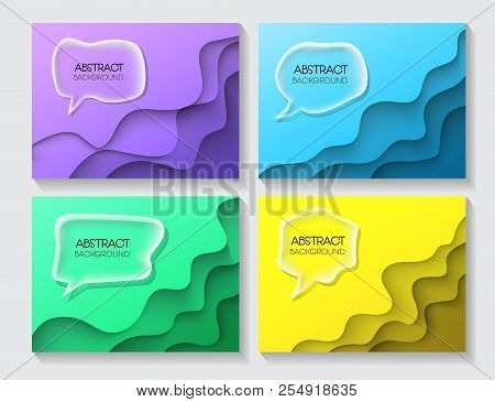 Set Abstract Background Papercut With Shape Colorful