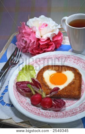 Romantic Breakfast Rose And Blue