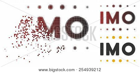 Imo Caption Icon In Dispersed, Pixelated Halftone And Undamaged Entire Versions. Cells Are Combined 