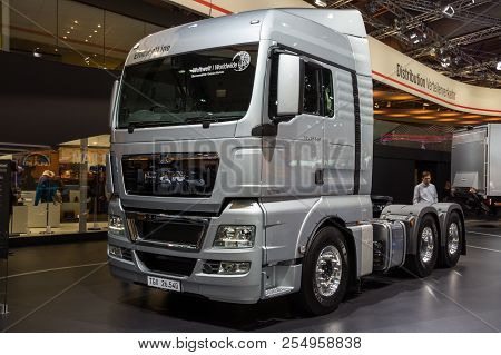 Hannover, Germany - Sep 21, 2016: Man Tgx 26.540 Truck Showcased At The International Motor Show Iaa