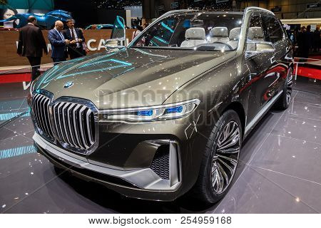 Geneva, Switzerland - March 6, 2018: Bmw X7 Concept Iperformance Car Showcased At The 88th Geneva In