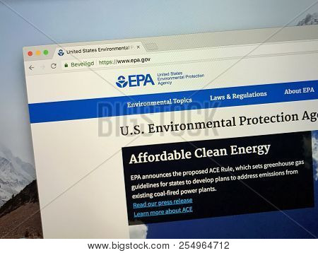 Amsterdam, The Netherlands - August 24, 2018: Website Of The United States Environmental Protection 