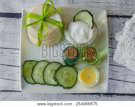 Homemade Spa With Organic Natural Ingredients, Cucumber Spa