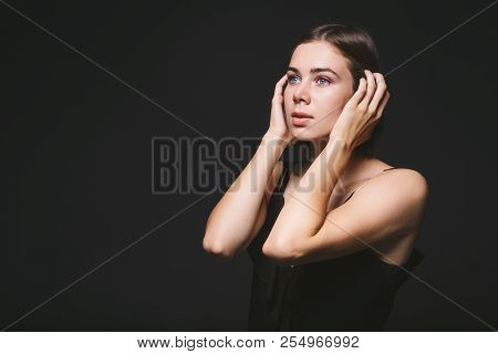 Portrait Of A Beautiful Young Caucasian Caucasian Woman 20 Years Old Model With Blue Eyes Natural Ma