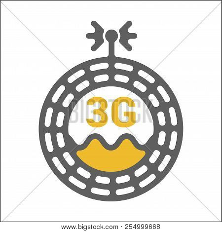 Unusual Flat 3g Logo Icon With Geometric Pattern. Rounded Signal Area, Waves, Antenna. Abstract