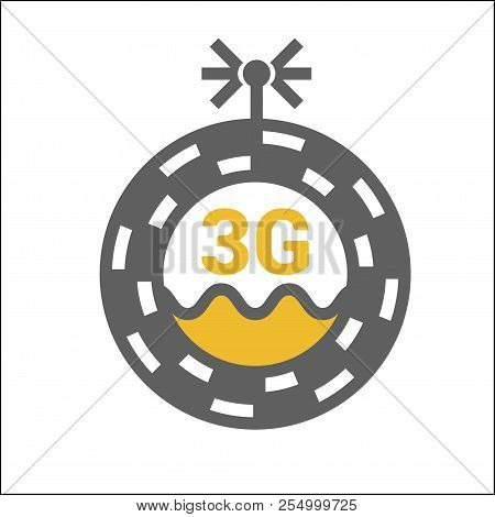 Unusual Flat 3g Logo Icon With Geometric Pattern. Rounded Signal Area, Waves, Antenna. Sewer Hatch S
