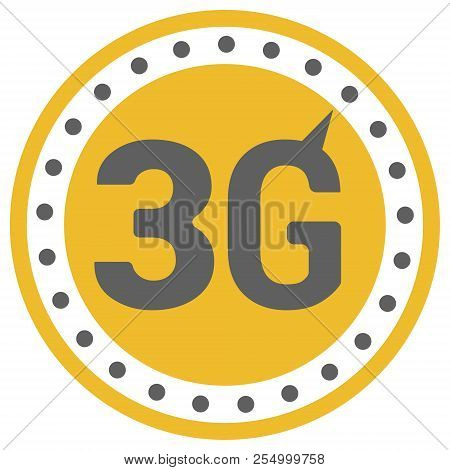 Flat 3g Logo With Speedometer Icon . Dashed Circle With Arrow .