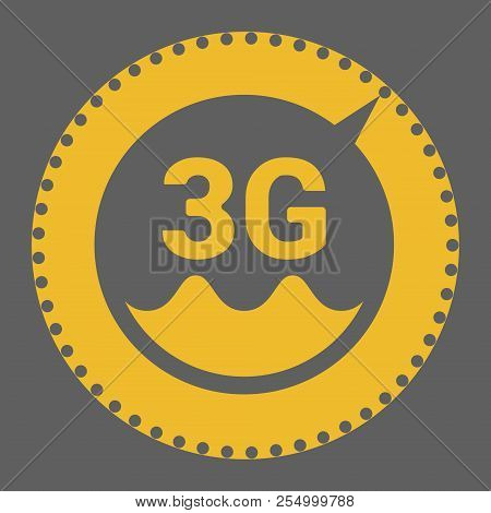 Flat 3g Logo With Speedometer Icon And Wave. Dashed Circle With Arrow .