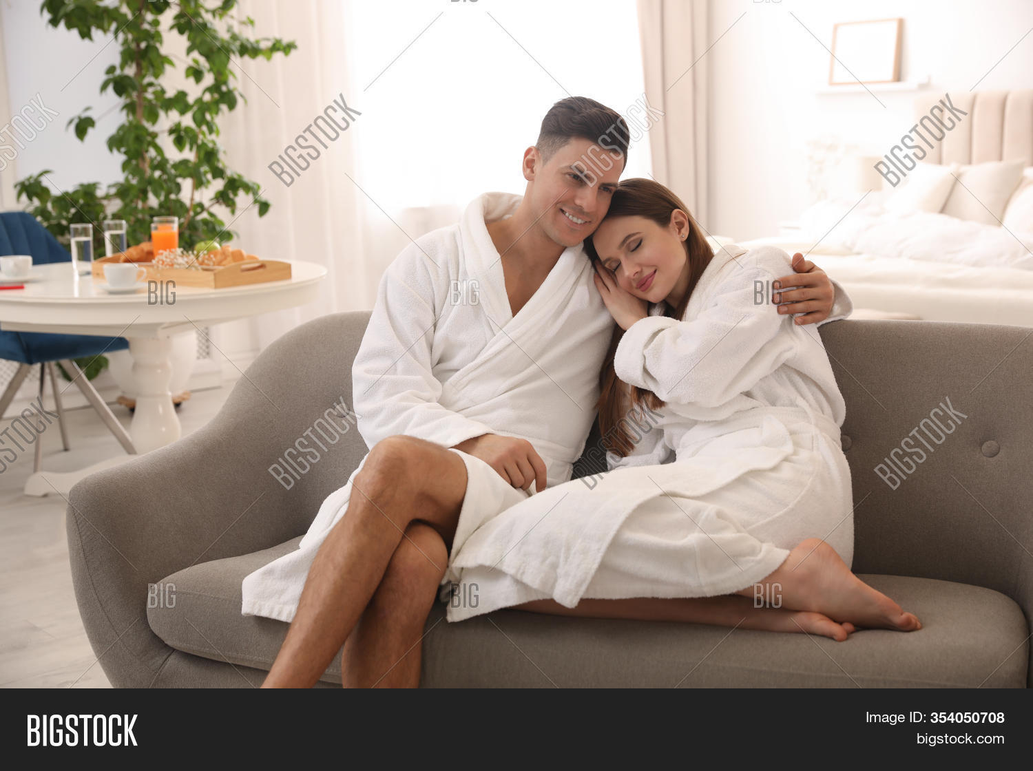 Happy Couple Bathrobes Image & Photo (Free Trial) Bigstock