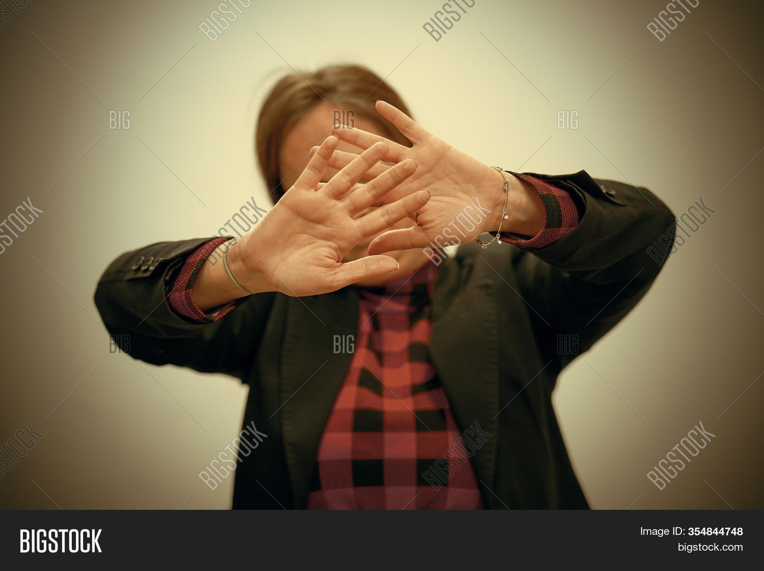 Portrat Woman Hide Her Image Photo Free Trial Bigstock