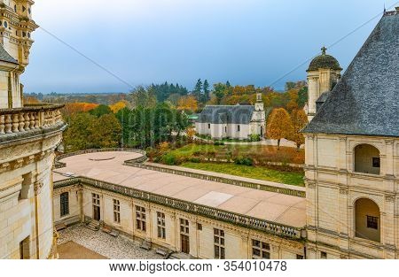 Chambord, France - November 14, 2018:  The St Louis Church Seen From The Terraces Of The Chambord Ca