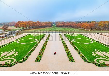 Chambord, France - November 14, 2018:  The Garden Of The Chambord Castle