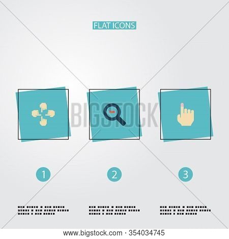Set Of Gesticulation Icons Flat Style Symbols With Multitouch, Magnifier, Soft Touch And Other Icons