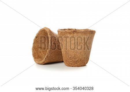 Two Flower Pots Isolated On White Background