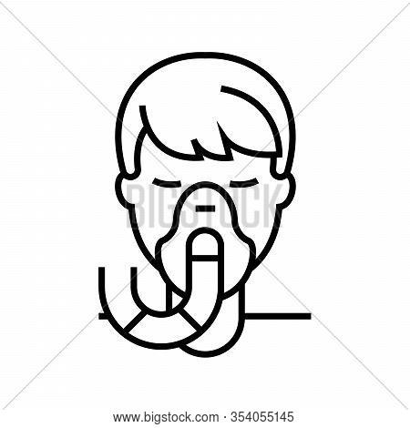 Without Oxygen Line Icon, Concept Sign, Outline Vector Illustration, Linear Symbol.