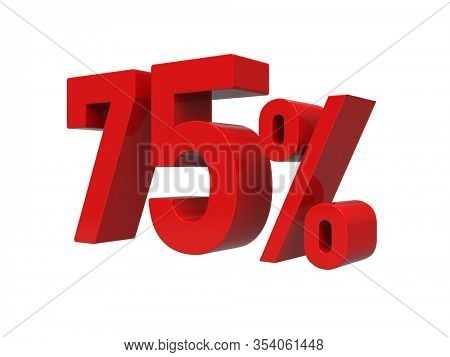 
3d Render: ISOLATED Red 75% Percent Discount 3d Sign on Light Background, Special Offer 75% Discount Tag, Sale Up to 75 Percent Off, Seventy-five Percent Letters Sale Symbol, Special Offer Label
