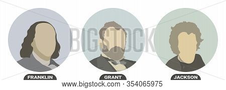 Benjamin Franklin, Ulysses S. Grant And Andrew Jackson, Politicians And Presidents Of The United Sta
