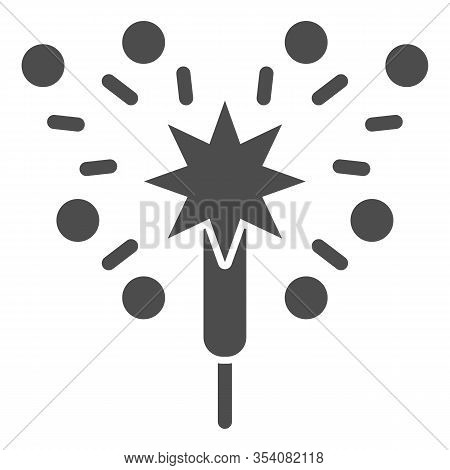 Bengal Fire Solid Icon. Party Celebration Light Sparkler Symbol, Glyph Style Pictogram On White Back