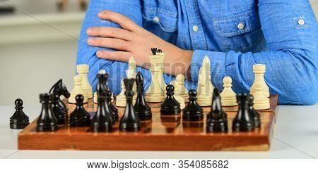 Development Logics. Learning Play Chess. Bad Move Nullifies Good Ones. Figures On Wooden Chess Board
