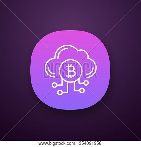 Cryptocurrency Cloud Mining Service App Icon. Ui Ux User Interface. Bitcoin Crypto Mining. Cryptocur