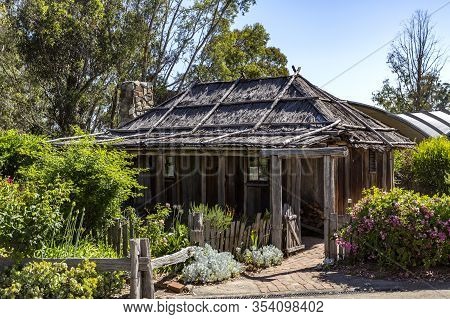 Orbost, Australia - December 20, 2019: View Of The Slab Hut, Built In 1872 As A Family Home With The