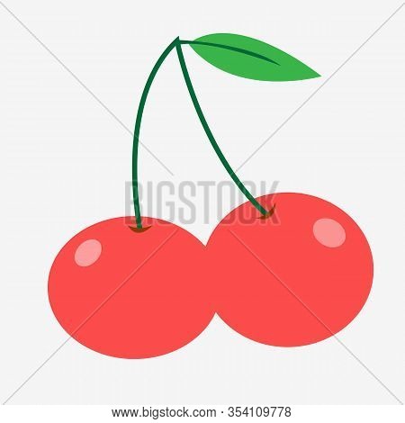 Red Cerry Fruit Vector Illustration Fresh Food