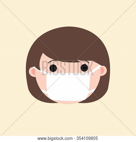 Cute Girl Emoticon Face Wearing Protection Mask