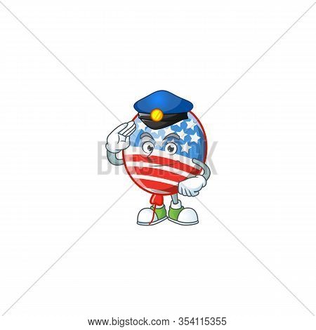 A Character Design Of Usa Stripes Balloon Working As A Police Officer