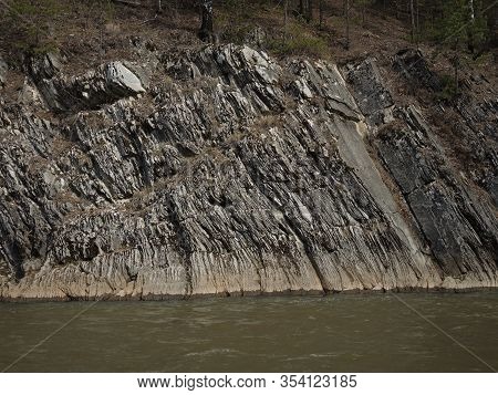 Calm River Flowing Among Beautiful Unusual Mountains, Rocks, Natural Landscape