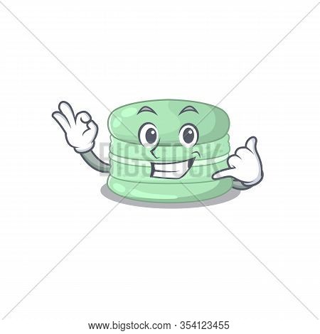 Call Me Funny Pistachio Macaron Cartoon Character Concept