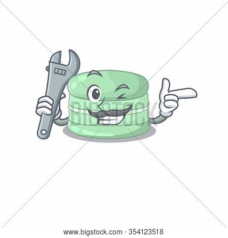 Smart Mechanic Pistachio Macaron Cartoon Character Design