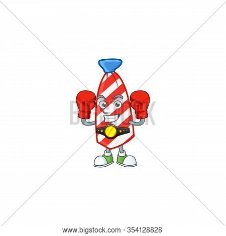 A Sporty Boxing Usa Stripes Tie Cartoon Character Design Style