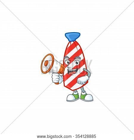 A Chilly Cartoon Character Of Usa Stripes Tie With A Megaphone