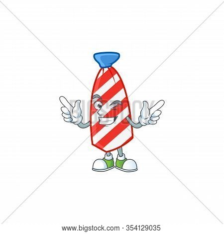 A Comical Face Usa Stripes Tie Mascot Design With Wink Eye